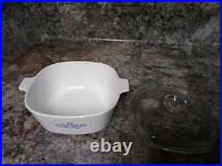 Rare Vintage Blue Corn Flower Corning Ware P-2 1/2-B with lid A-9C