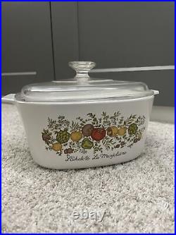Rare Vintage CORNING WARE A-3-BLa Marjolaine Spice of Life 3 QT Stamped With Lid