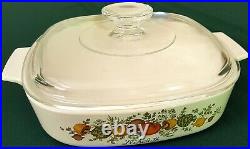 Rare Vintage CORNING WARE L' Echalote Spice of Life 1 QT Dish with Glass Lid