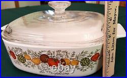 Rare Vintage CORNING WARE La Marjolaine Spice of Life 2 QT Dish with Glass Lid