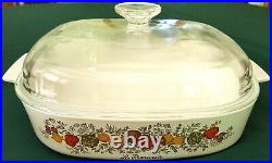 Rare Vintage CORNING WARE La Romarin Spice of Life Dish with Glass Lid A-10-B