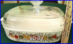 Rare Vintage CORNING WARE La Romarin Spice of Life Dish with Glass Lid A-10-B