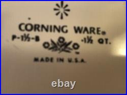 Rare Vintage Corning Ware 1 1/2 Qt Blue Cornflower Casserole Dish P -1 1/2 -B