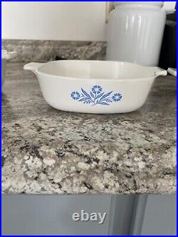 Rare Vintage Corning Ware Blue Corn Flower 4 Piece Lot with 1 Lid
