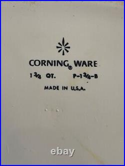 Rare Vintage Corning Ware Blue Cornflower-1/3/4 Qt. P-1 3/4-B with Pyrex lid