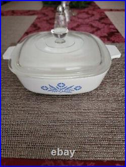 Rare Vintage Corning Ware Blue Cornflower Cassarole Dish 1 Qt With LID P-1-b