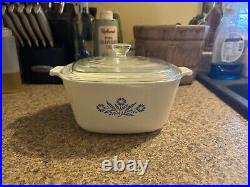 Rare Vintage Corning Ware Blue Cornflower Casserole 1 3/4 QT P-1 3/4-B WithL