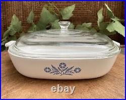 Rare Vintage Corning Ware Casserole Dish Blue Cornflower P-10-B 10 Flaw on Lid