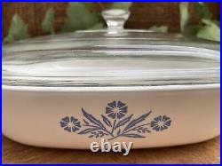 Rare Vintage Corning Ware Casserole Dish Blue Cornflower P-10-B 10 Flaw on Lid