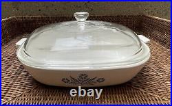 Rare Vintage Corning Ware Casserole Dish Blue Cornflower P-10-B 10 Flaw on Lid