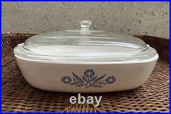 Rare Vintage Corning Ware Casserole Dish Blue Cornflower P-10-B 10 Flaw on Lid