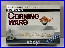 Rare Vintage Corning Ware Peach Floral A-21-336-N 12 1/4 x 10 1/2 Open Roaster