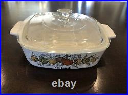 Rare Vintage Corning Ware Spice Of Life LEchalote A-1-B 1Qt Dish with Lid Stamped