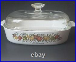 Rare Vintage Corning Ware Spice of Life A-10-B Le Romarin Large Casserole with Lid