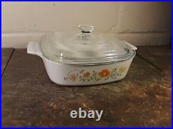 Rare Vintage Corning Ware Wildflower Casserole Dish withLid 1 Qt A1B EUC