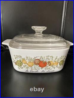 Rare Vintage Le Persil La Sauge A-1 1/2 -B 1 1/2 Qt Corning Ware Casserole withLid