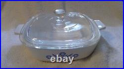 Rare Vtg 1961-66 Corning Ware Blue Cornflower, P-1-B, 1qt. 7 Black Stamp, withLid