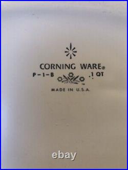 Rare Vtg Corning Ware 1 Quart Blue Cornflower Casserole Dish P-1-B 1 QT withLid