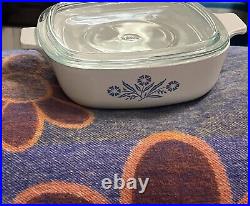 Rare vintage corning ware blue cornflower motif on white