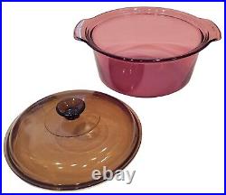 Set of 13 Vision WARE Visions Corning PYREX Cranberry Glass Cookware with Lids