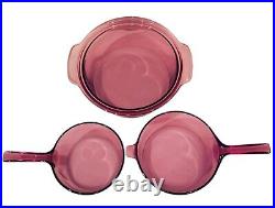 Set of 13 Vision WARE Visions Corning PYREX Cranberry Glass Cookware with Lids