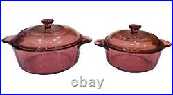 Set of 13 Vision WARE Visions Corning PYREX Cranberry Glass Cookware with Lids