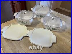 Set of 8 pcs Corning Ware Callaway Ivy 1L & 1.5L & 2L USA