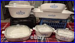 Unique Beautiful Set Of corning ware blue cornflower set with lids