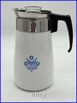 VINTAGE 9 CUP STOVETOP PERCOLATOR COMPLETE ALL ORIGINAL Blue Flower