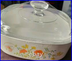VINTAGE CORNING WARE 2 QT WILDFLOWER ORANGE POPPY CASSEROLE WithLID A-2-B