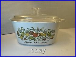 VINTAGE CORNING WARE A-3-B 3 QUART CASSEROLE DISH With PYREX A9C LID-SPICE OF LIFE