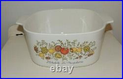 VINTAGE CORNING WARE A-3-B 3 QUART CASSEROLE DISH With PYREX A9C LID-SPICE OF LIFE