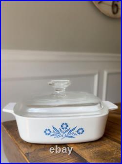 VINTAGE CORNING WARE BLUE CORNFLOWER 1 QT CASSEROLE DISH A-1-B 1970s PYREX RARE VINTAGE CORNING WARE BLUE CORNFLOWER 1 QT CASSEROLE DISH A-1-B 1970s PYREX RARE