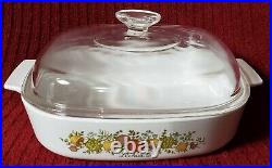 VINTAGE CORNING WARE SPICE OF LIFE L ECHALOTE CASSEROLE DISH A-10-B withPYREX LID