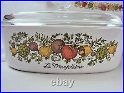 VINTAGE CORNING WARE SPICE OF LIFE ROASTER, BAKING DISH WithLIDS, 3 UNUSED ITEMS