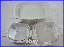VINTAGE CORNING WARE SPICE OF LIFE ROASTER, BAKING DISH WithLIDS, 3 UNUSED ITEMS