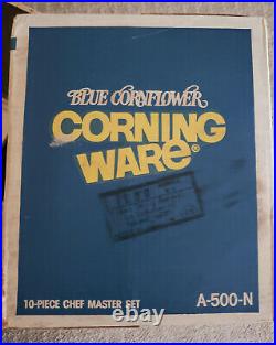 VINTAGE Corning Ware Blue Cornflower 10-piece Chef Master Set A-500-N