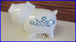VINTAGE Corning Ware Pig Piggy Bank Blue Cornflower with Stopper Corningware