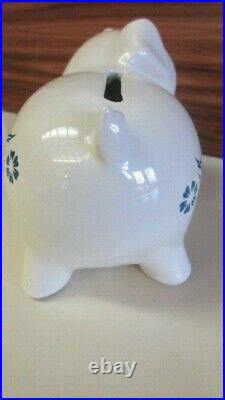 VINTAGE Corning Ware Pig Piggy Bank Blue Cornflower with Stopper Corningware