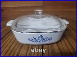 VINTAGE ULTRA RARE Corning Ware Blue Corn Flower 1qt P-T-B USA Made WithPyrex Lid