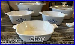 VINTAGE corning ware blue cornflower set of Cassarole Dishes/Pan 11 piece Lot