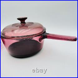 VISIONS Cranberry Corning Ware Glass Cookware Saucepan Dutch Ov VTG 10 Piece