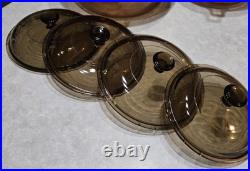 VTG 10 Piece Lot of Corning Visions CorningWare Brown Amber Pans Pots Skillet VTG 10 Piece Lot of Corning Visions CorningWare Brown Amber Pans Pots Skillet