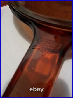 VTG 11 Piece CorningWare Visions Pyrex Amber Glass Cookware Pots Skillet