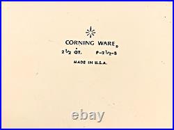 VTG 1961-1966 Corning Ware Blue Cornflower 2 1/2 QT P-2 1/2-B Dish and Lid