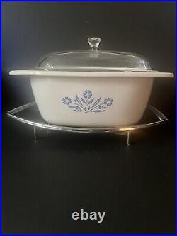 VTG 1970LARGE Corning Ware BLUE CORNFLOWER 4QT CASSEROLE OVEN + LID P 34 B