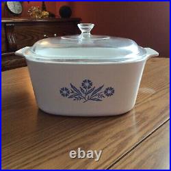 VTG 1979, CORNING WARE, BLUE, CORNFLOWER CASSEROLE DISH A-3-B, With PYREX P-9-C-1 LID