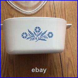 VTG 1979, CORNING WARE, BLUE, CORNFLOWER CASSEROLE DISH A-3-B, With PYREX P-9-C-1 LID