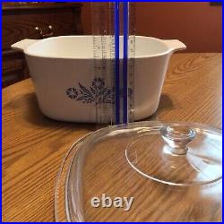 VTG 1979, CORNING WARE, BLUE, CORNFLOWER CASSEROLE DISH A-3-B, With PYREX P-9-C-1 LID