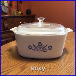 VTG 1979, CORNING WARE, BLUE, CORNFLOWER CASSEROLE DISH A-3-B, With PYREX P-9-C-1 LID